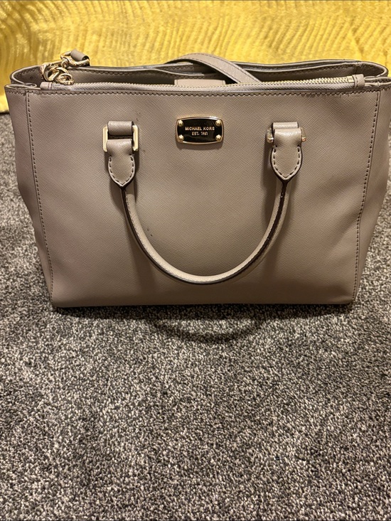 Michael Kors Handbags - Michael Kors Taupe Saffiano Satchel with Gold Hardware with matching wallet